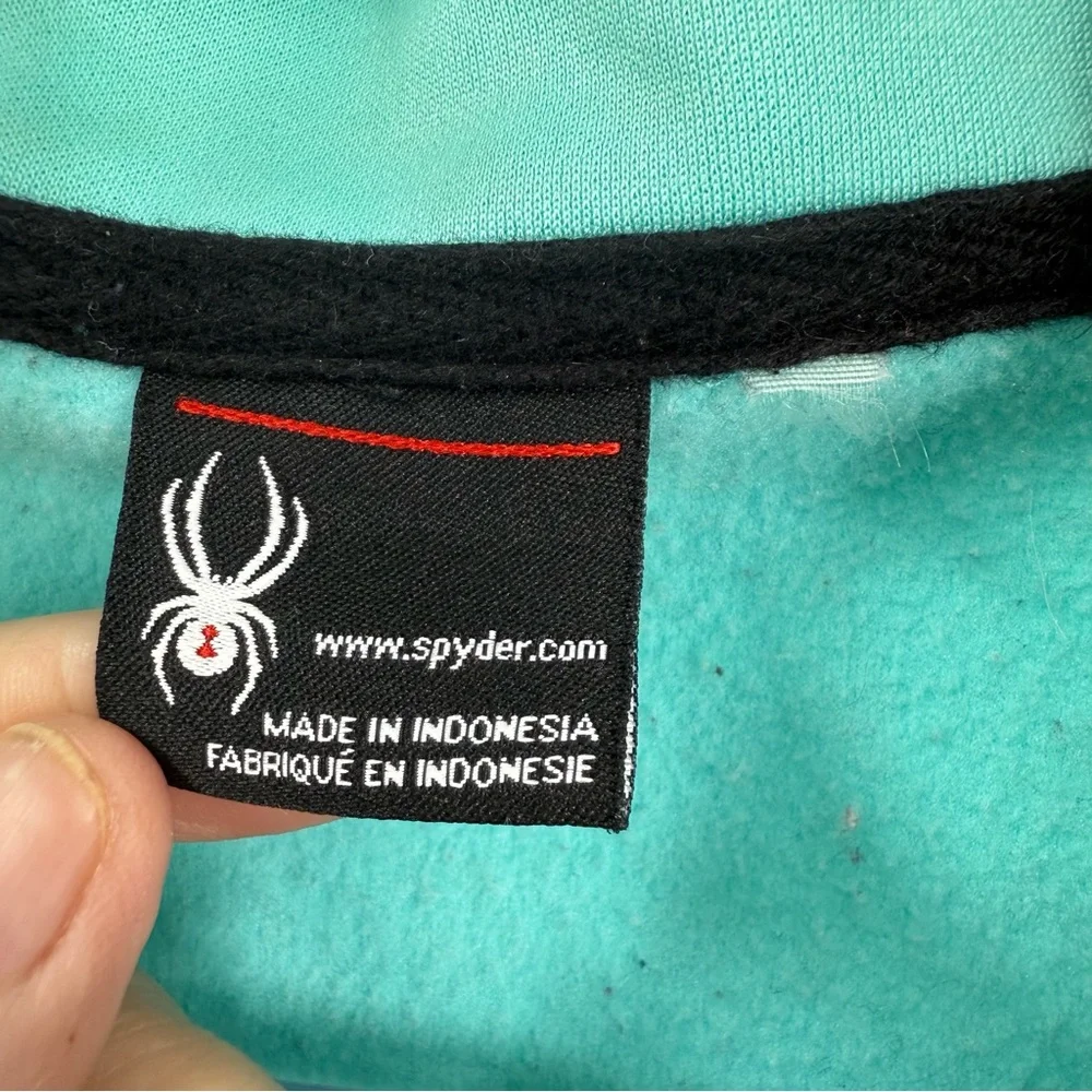Spyder Fleece lined off center zipper aqua blue Ski Jacket Lightweight XL